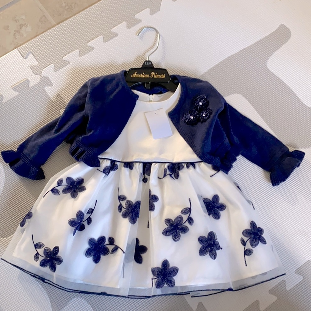 Baby dress and cardigan set